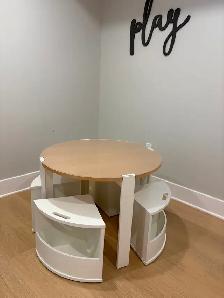 CRATE & BARREL KIDS Nesting Wood Kids Play Table & 4 Stools - Photo 3