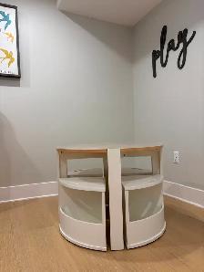 CRATE & BARREL KIDS Nesting Wood Kids Play Table & 4 Stools - Photo 5