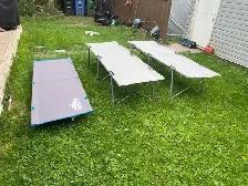 camping cots (x3) & tents