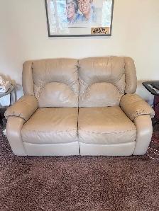 Leather Reclining Sofa and Loveseat Set