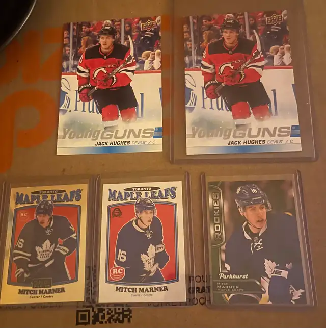 Hughes and Marner Rookie Hockey Cards