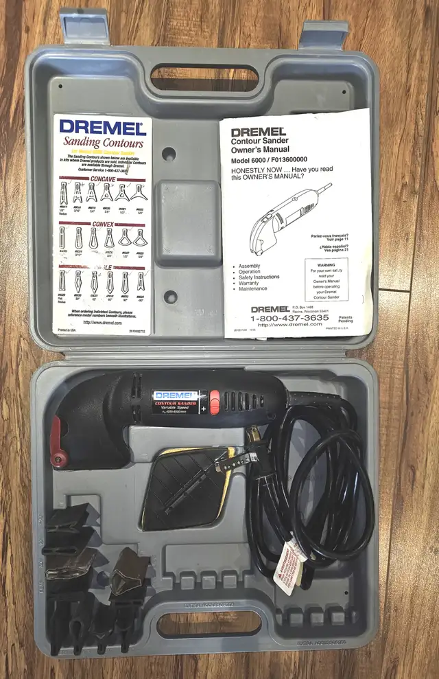 LIKE NEW DREMEL CONTOUR SANDER KIT WITH ATTACHMENTS. HAS MANUAL.