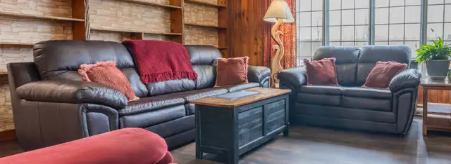 Brown leather sofa set