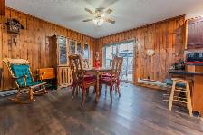 Elm dining table set and hutch