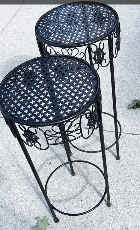 2 wrought iron plant stands - $20 for the pair