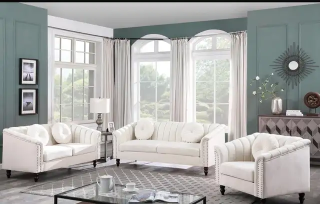Special offer on stylish 3 piece velvet couch set