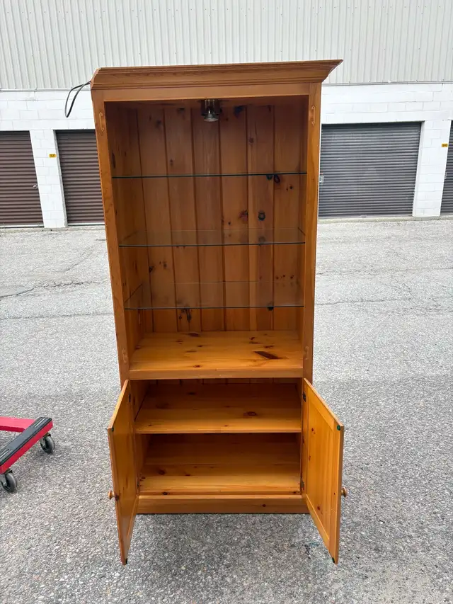 Free delivery used  Display Cabinet with Glass Shelves and Light