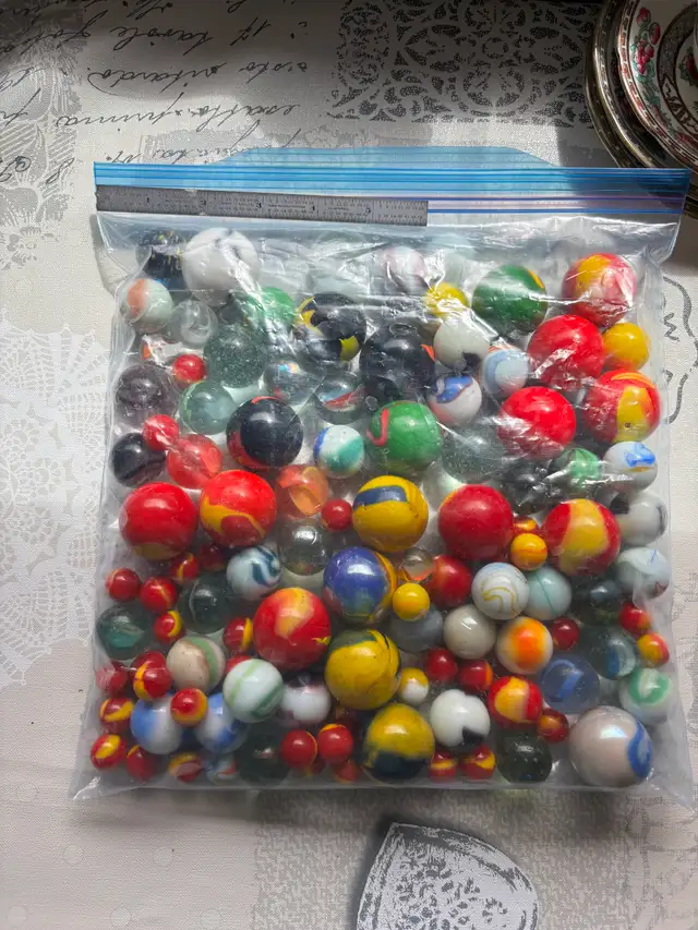 Bag of approx. 100 vintage marbles (large & small) - $65 obo