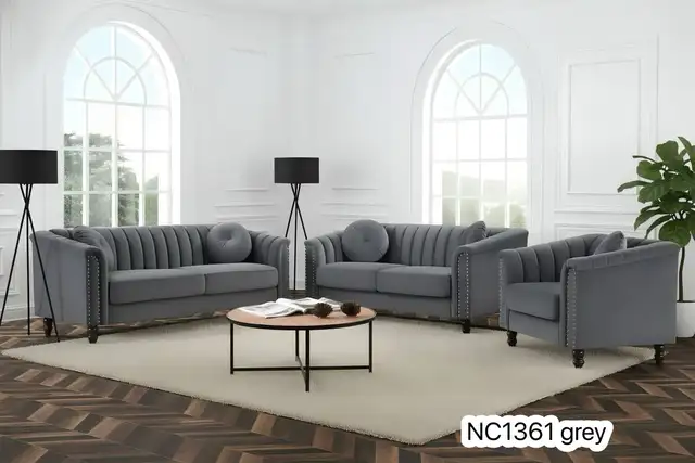 Hot sale on stylish black 3 piece velvet couch set