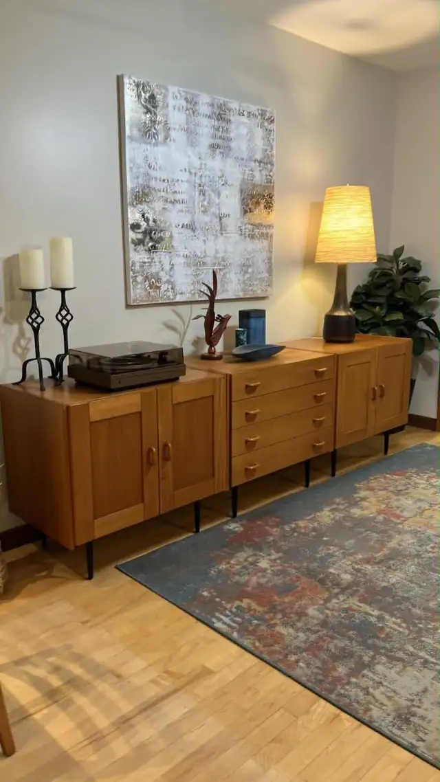 Mid century MODULAR TECK TEAK Buffet, console table, bar, bahut
