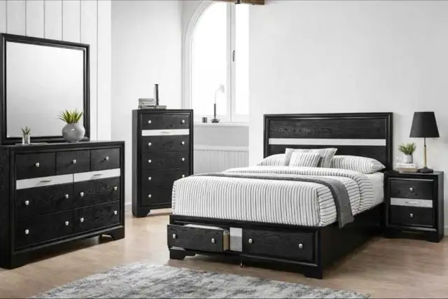 Black Bedroom furniture 4 Pieces Set