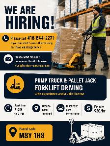 Forklift position (Pallet Jack and Pump truck)