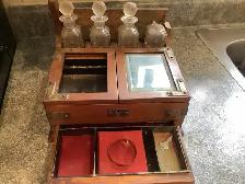 antique tantalus and silver plate/ brass
