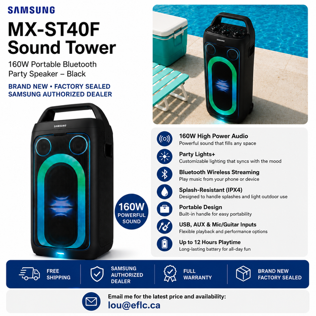 Samsung MX-ST40F Sound Tower 160W Portable Bluetooth Party Speak