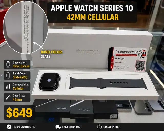 ⌚ Apple Watch Series 10 – 42mm Cellular (Slate Titanium)