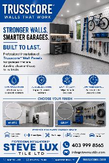 Slat and Flat walls installs Trusscore Garages
