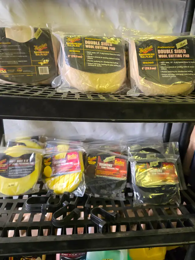 lots of meguiars pads cleaners and compounds