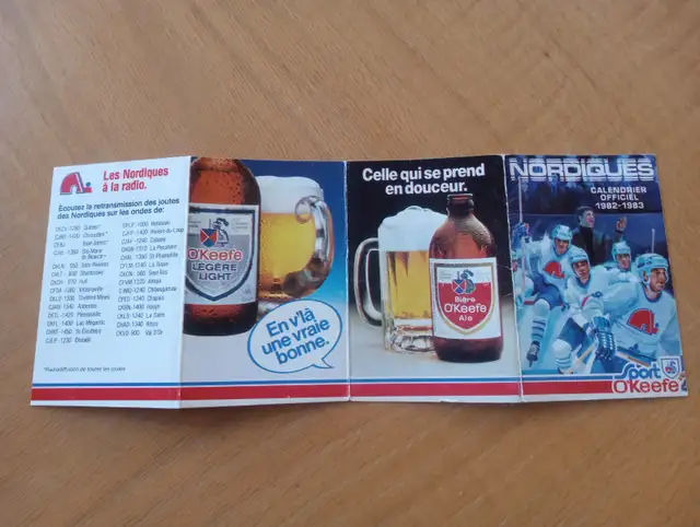 Schédule Hockey Nordiques 1982-83 MARQUÉ  (170626-696)