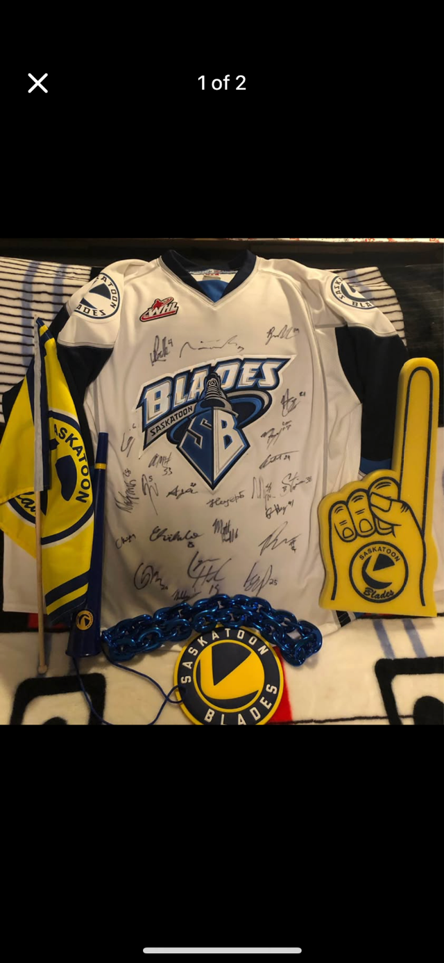 Autographed Saskatoon Blades Hockey Jersey