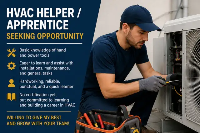HVAC Helper / Apprentice Seeking Opportunity