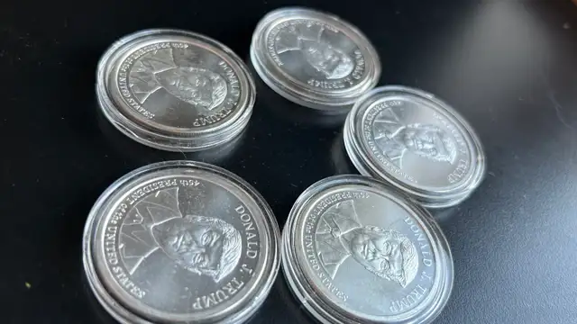5 troy ounces, Donald Trump,  pure .999% silver coins
