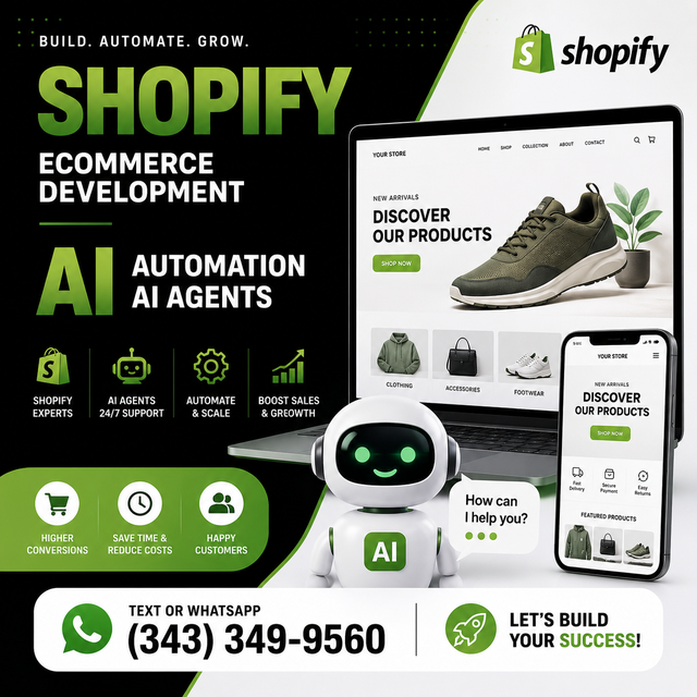 SHOPIFY ECOMMERCE WEBSITE DEVELOPMENT, AI AUTOMATION, AI AGENTS