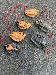 baseball gloves/size and price on pictures