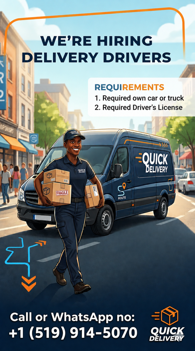 DELIVERY DRIVERS NEEDED IN TORONTO