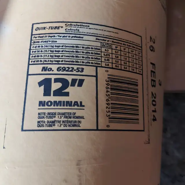 Concrete Sonotube 12'