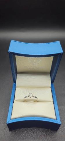 Bague Solitaire Coupe Poire Or Blanc 14K Diamant Naturel neuf - Photo 2