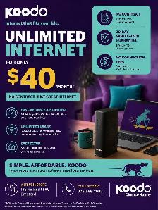 Unlimited Internet for just $40/month with Koodo!