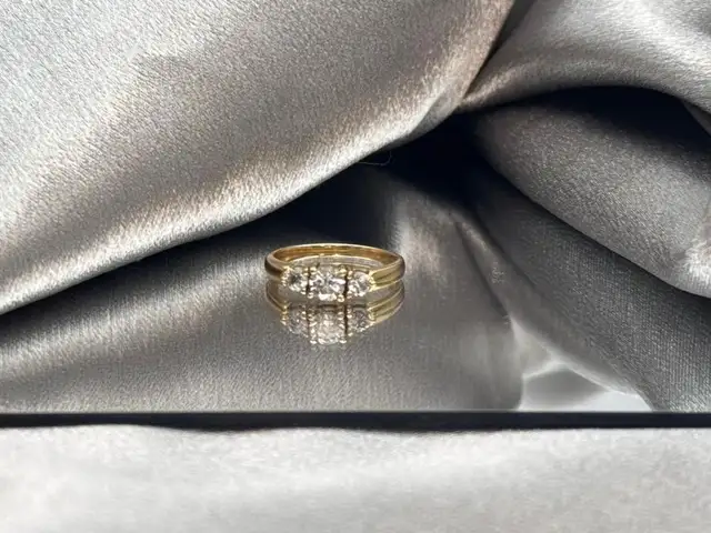 14KT Yellow Gold 2.40GM 3 Diamond Engagement Ring $1575