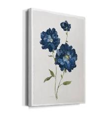 Blue Mums Floral Canvas Wall Art – Green Wood Frame (Set of 2)