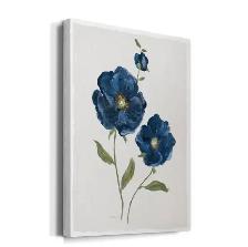 Blue Mums Floral Canvas Wall Art – Green Wood Frame (Set of 2) - Photo 2