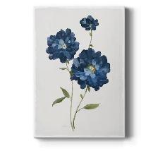 Blue Mums Floral Canvas Wall Art – Green Wood Frame (Set of 2) - Photo 3