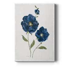 Blue Mums Floral Canvas Wall Art – Green Wood Frame (Set of 2) - Photo 4