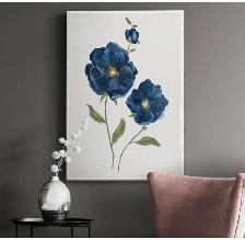Blue Mums Floral Canvas Wall Art – Green Wood Frame (Set of 2) - Photo 5