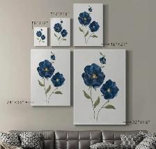 Blue Mums Floral Canvas Wall Art – Green Wood Frame (Set of 2) - Photo 6