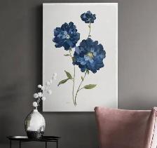 Blue Mums Floral Canvas Wall Art – Green Wood Frame (Set of 2) - Photo 7