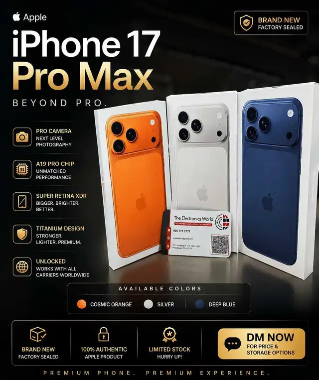 Apple iPhone 17 Pro Max – Brand New (Factory Sealed)