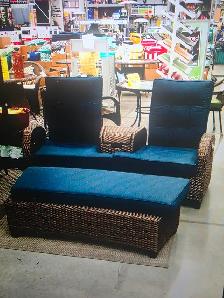 Allen and Roth Cushioned Woven Double Recliner w Ottoman NEW!