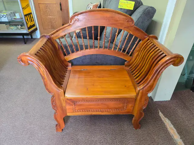 Solid Mahogany Bench with Storage