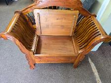 Solid Mahogany Bench with Storage - Photo 2