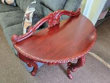 Solid Mahogany Carved Hall Table - Photo 2