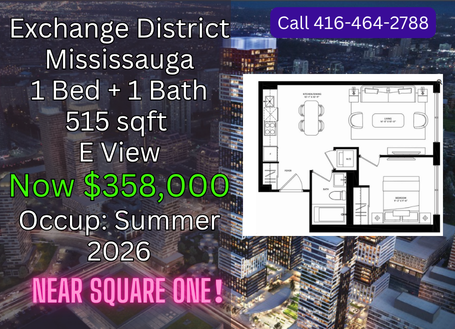 Square One 1 Bedroom Condo Assignment | Only $358K