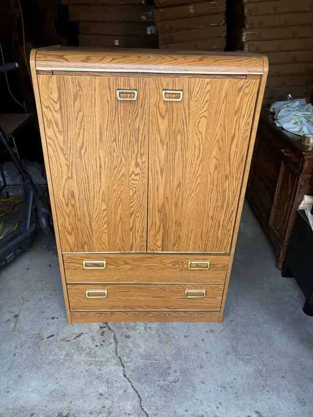 Free delivery used Wooden Armoire Cabinet with Drawers