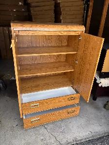 Free delivery used Wooden Armoire Cabinet with Drawers - Photo 9