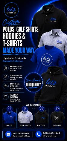 Custom Polos, Golf Shirts, Hoodies & T-Shirts