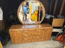Free delivery used Oak Dresser with Mirror - Photo 2