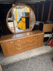 Free delivery used Oak Dresser with Mirror - Photo 4